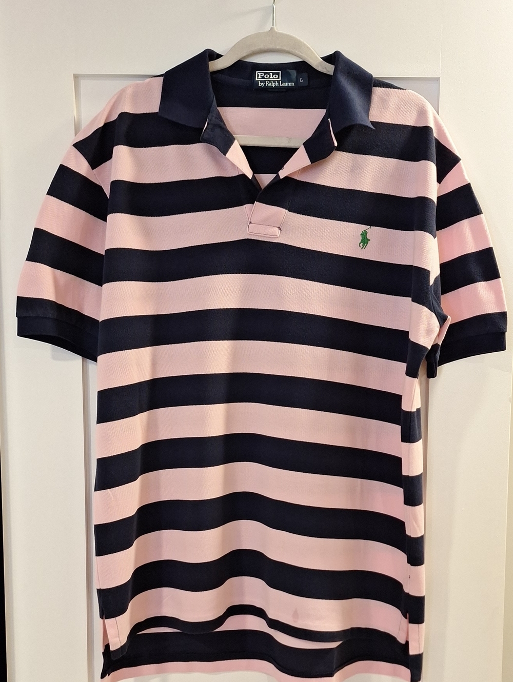 Polo by Ralph Lauren Men's Pink & Navy Stripe Polo Shirt